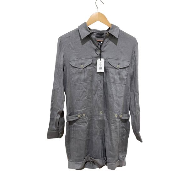 Vince Linen Blend Long Sleeve Romper Size 6 New with Tags - Picture 4 of 8